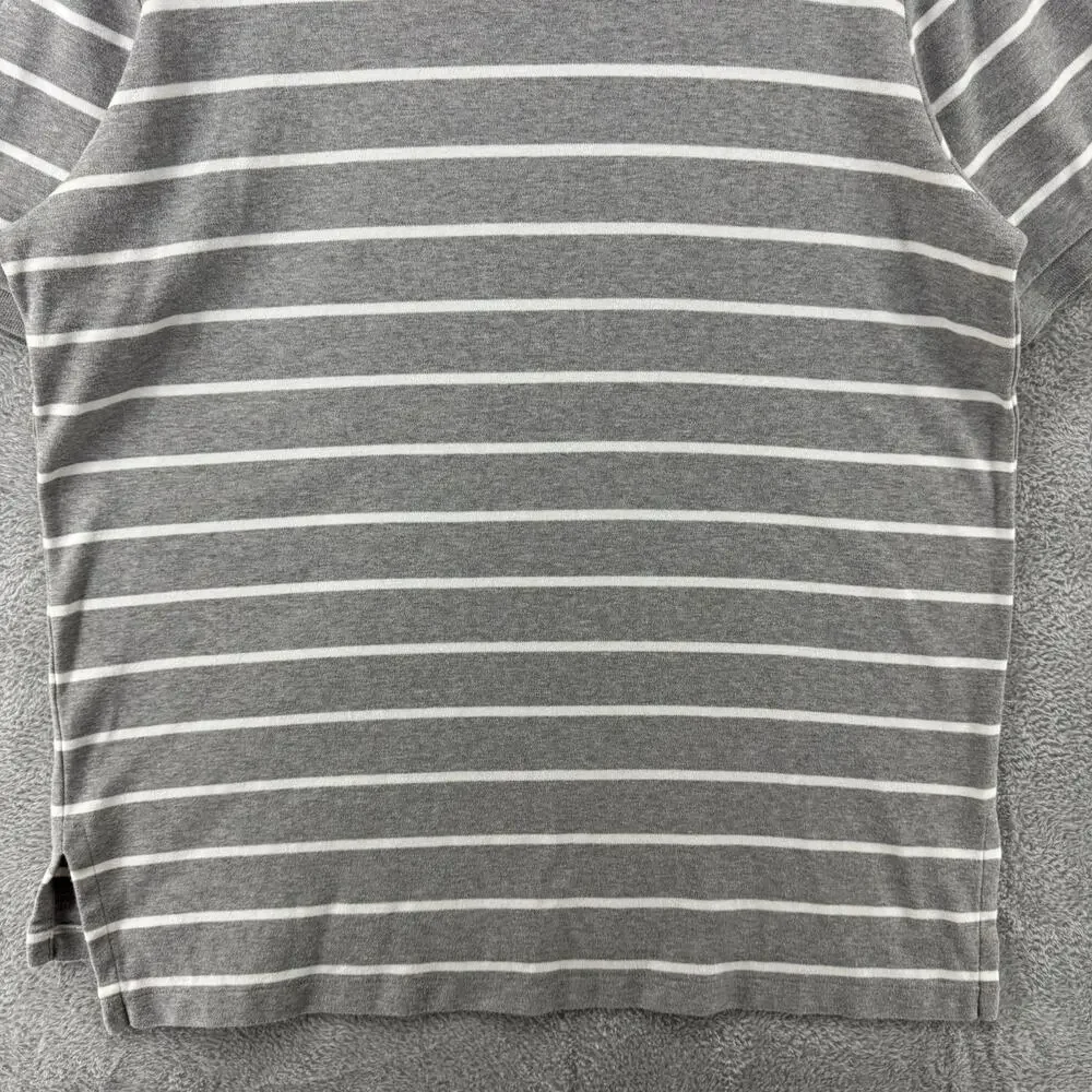Polo Ralph Lauren Shirt Mens L Gray Striped Polo 1/4 Button Preppy Short Sleeve